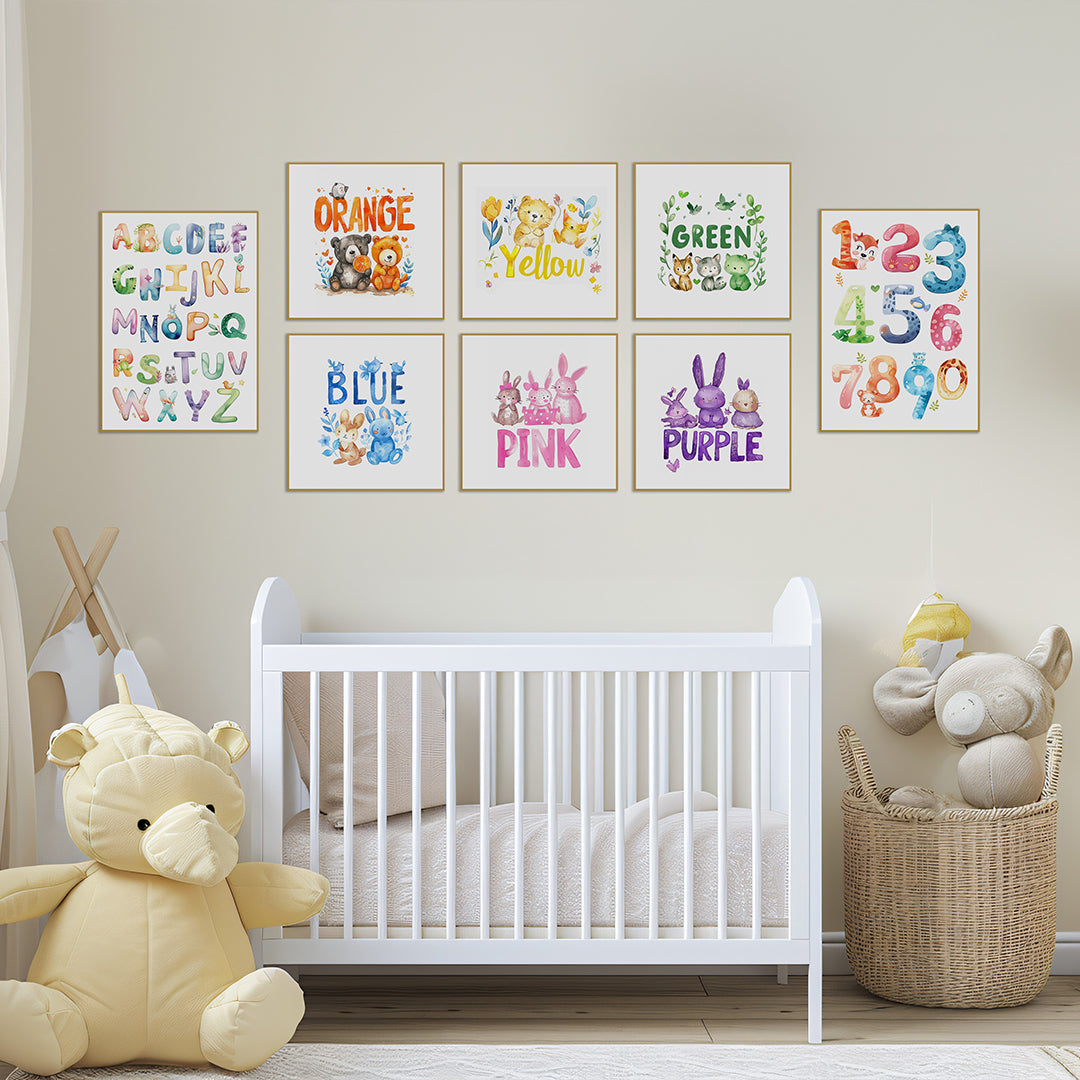 Quadro Infantil Green Verde Tela Fosca Moldura Amadeirada - Pequeno 20x20cm