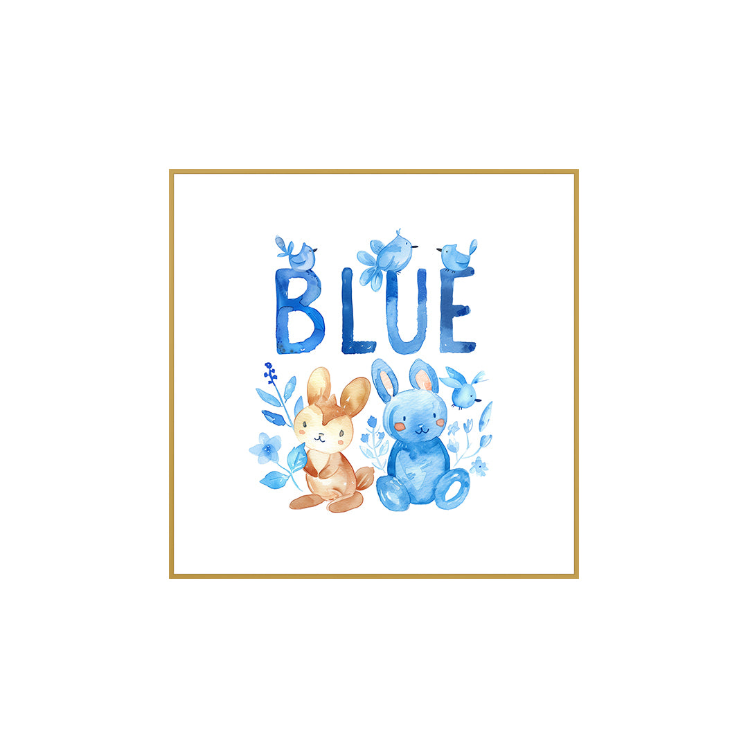 Quadro Infantil Blue Azul Tela Fosca Moldura Amadeirada - Pequeno 20x20cm
