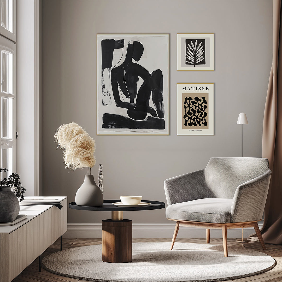 Quadro Boho Silhueta Tela Fosca Moldura Amadeirada - Grande 80x100cm