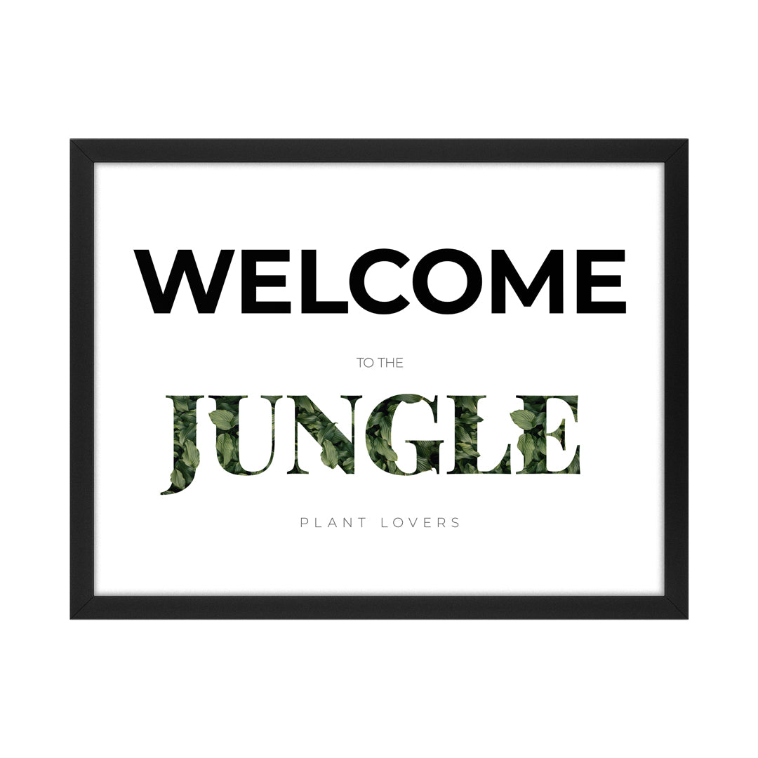 Quadro Botânico Jungle Tela Fosca Moldura Preta - Pequeno 42x32cm