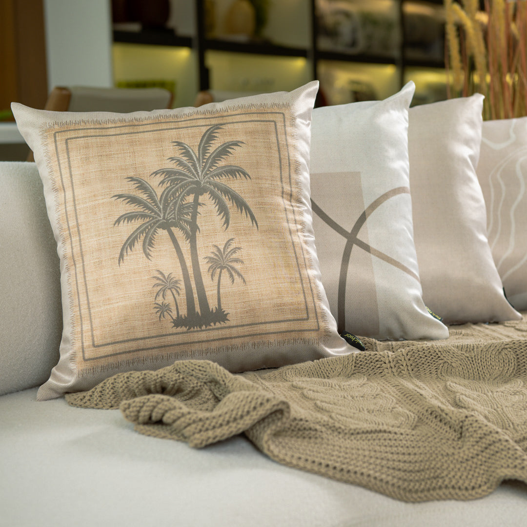 Capa Almofada Acetinada Bege e Branca Silk Home 43x43cm