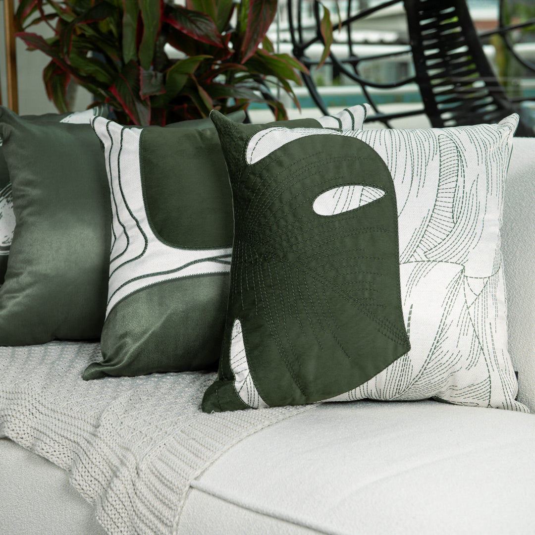 Capa Almofada Acetinada Bordada Plantas Silk Home 43x43cm