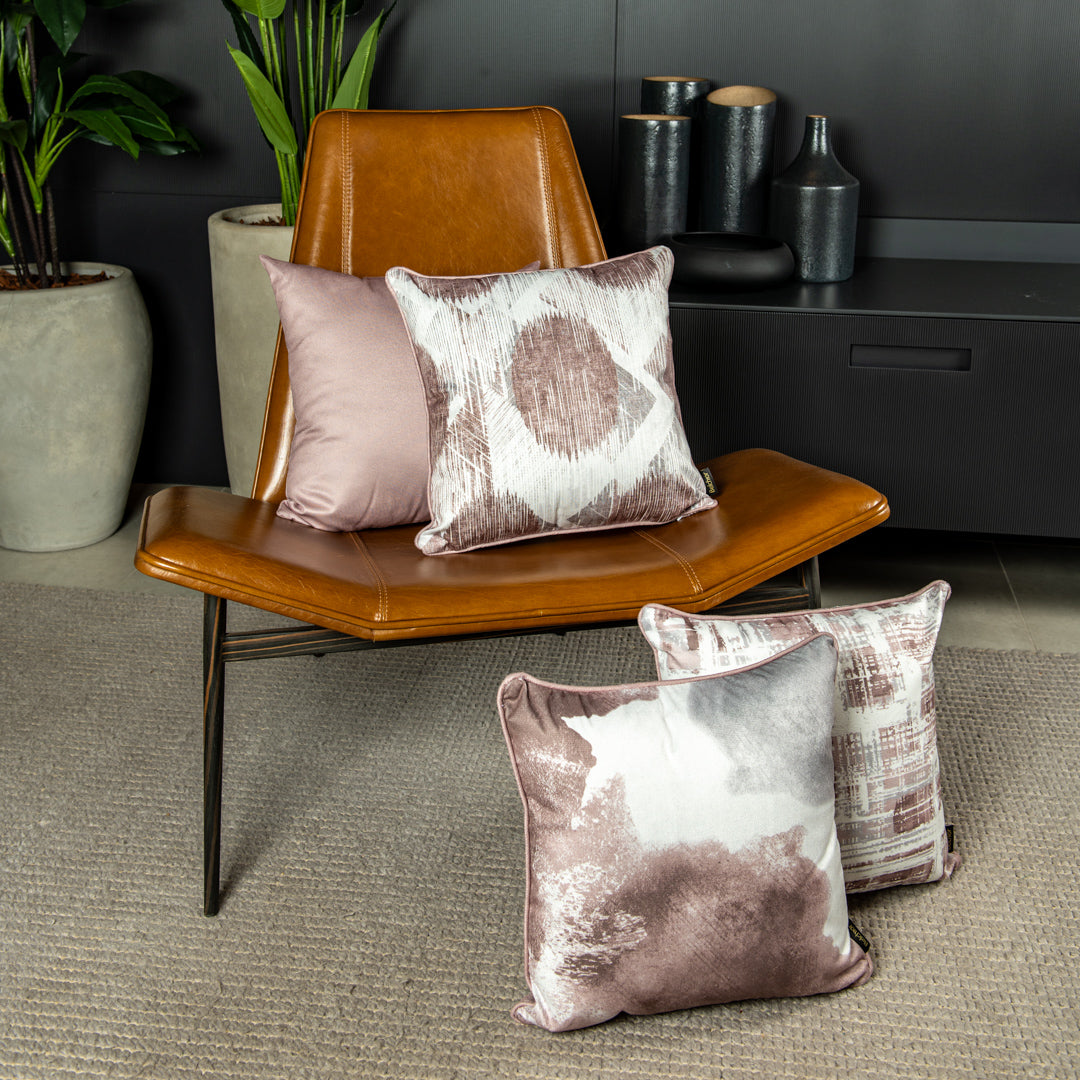 Capa Almofada Aveludada Cinza Rosê c/ Cordonê Velveteen 43x43cm