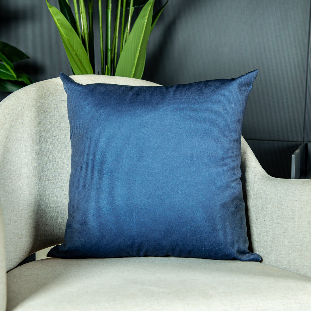Capa Almofada Aveludada Lisa Azul Denim Velveteen 43x43cm