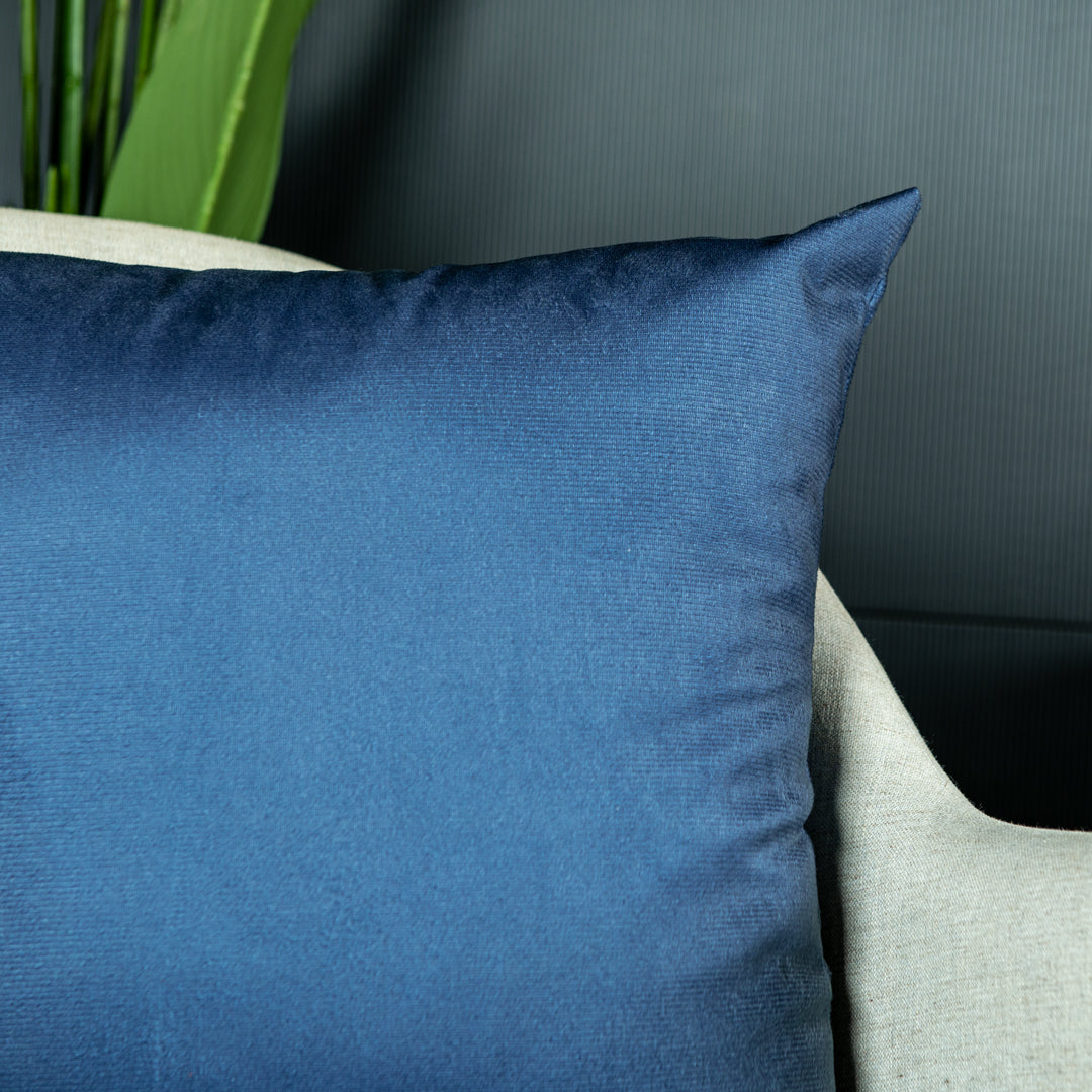 Capa Almofada Aveludada Lisa Azul Denim Velveteen 43x43cm