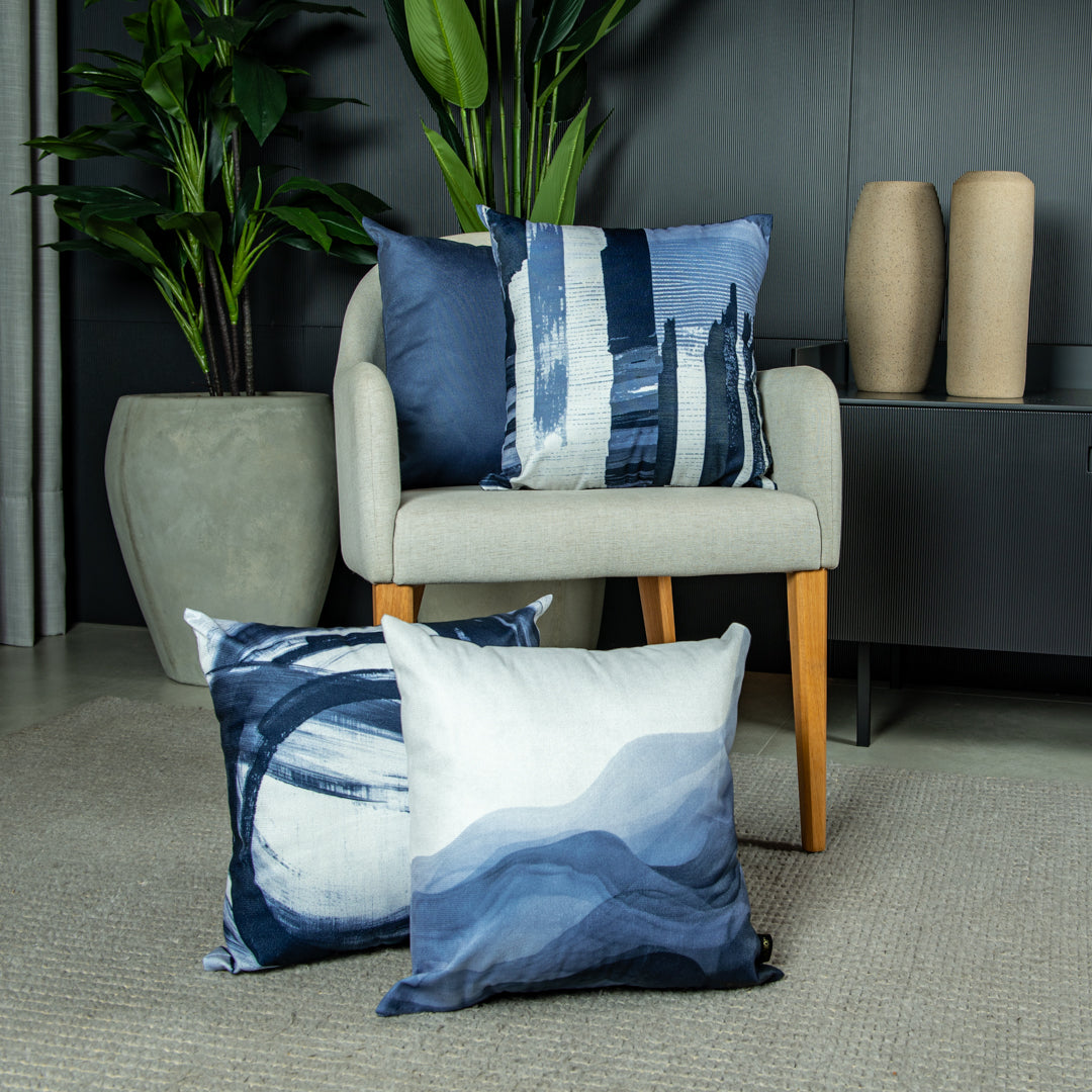Capa Almofada Aveludada Lisa Azul Denim Velveteen 43x43cm