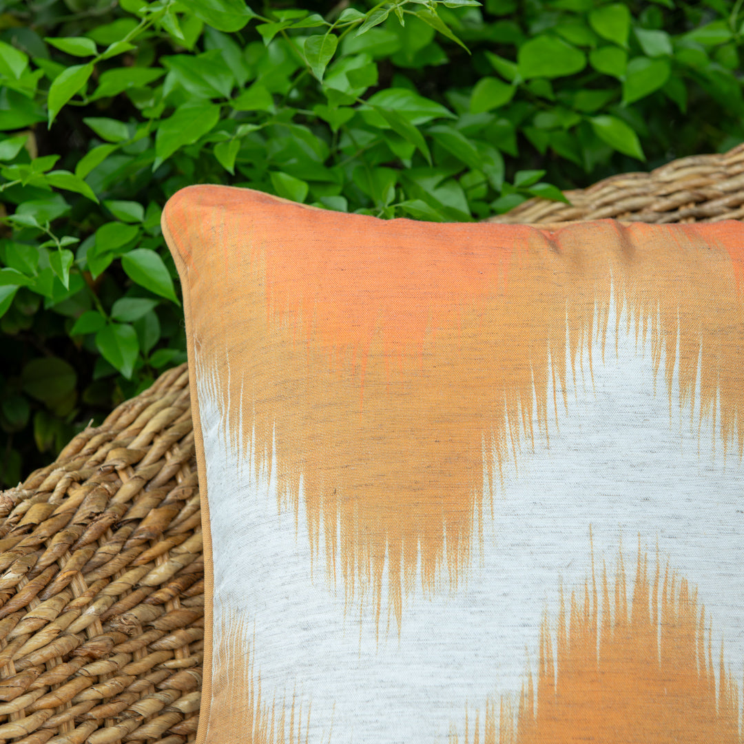 Capa Almofada Externa Garden Linho Laranja c/ Cordonê