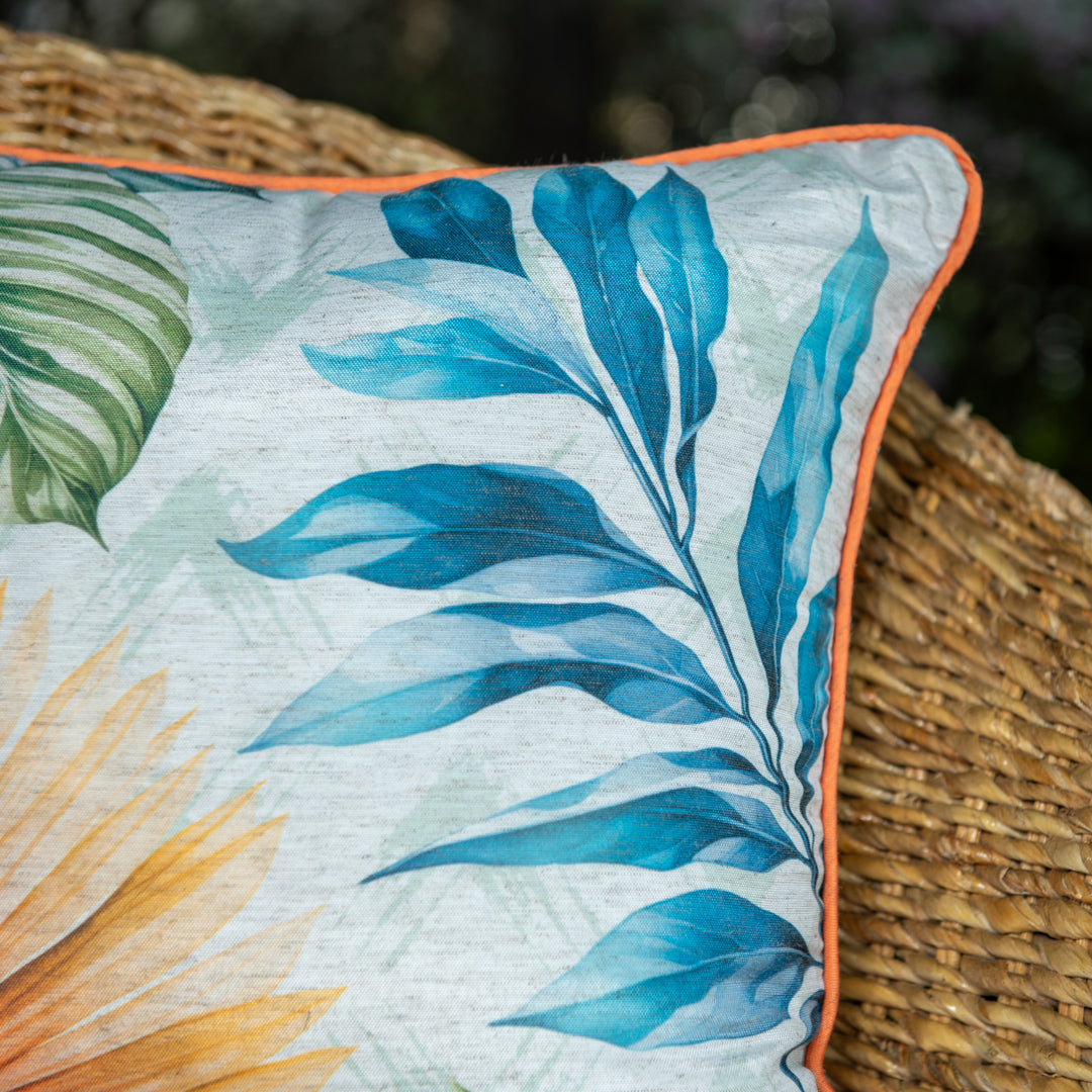 Capa Almofada Externa Garden Linho Plantas c/ Cordonê