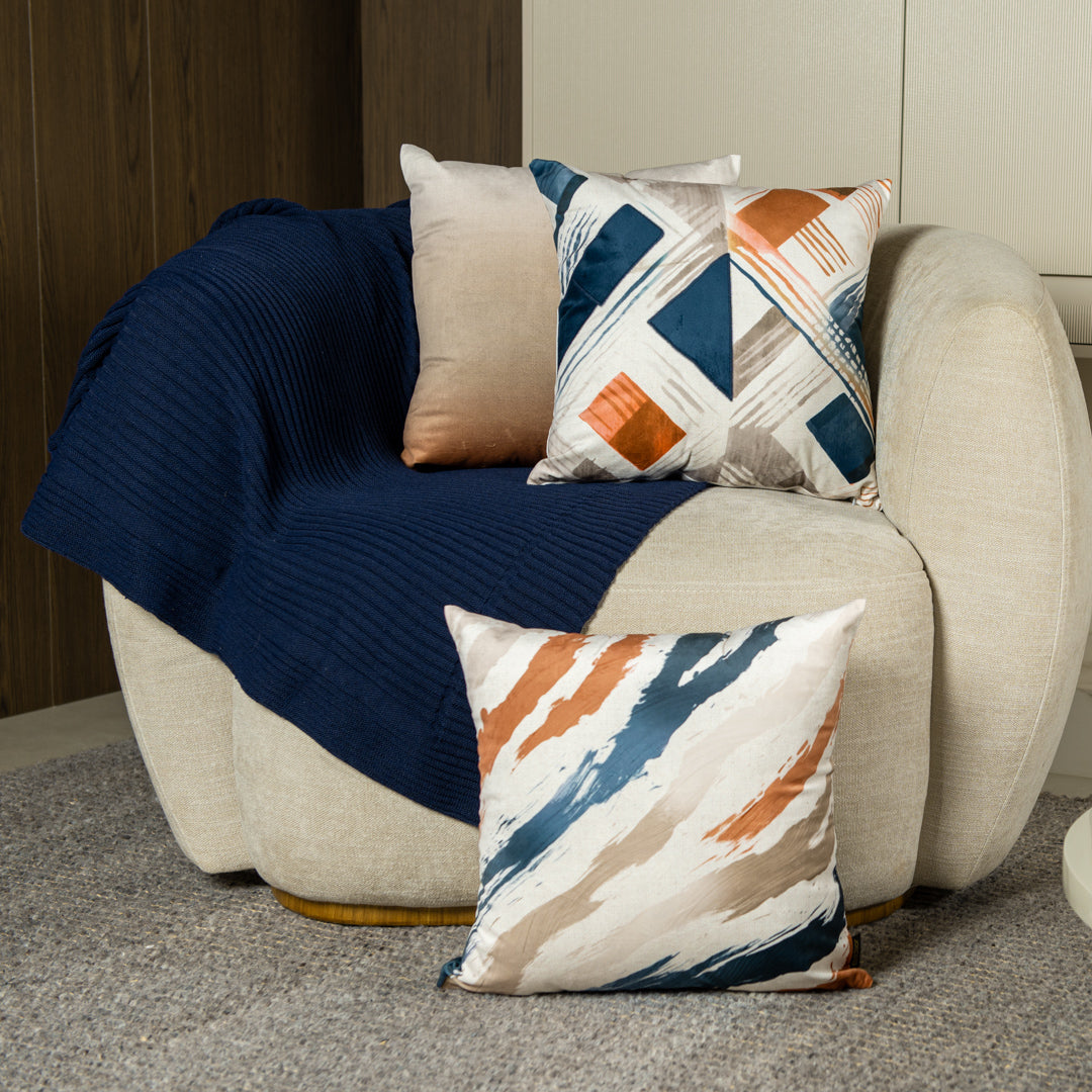 Capa Almofada Veludo Degradê Terracota Branca 43x43cm