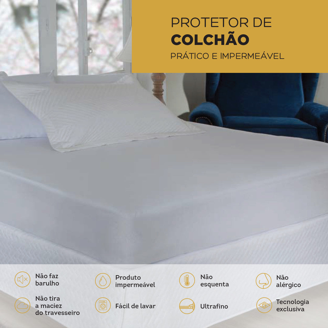 Capa Protetora Impermeável para Colchão Solteiro, Casal, Queen e King