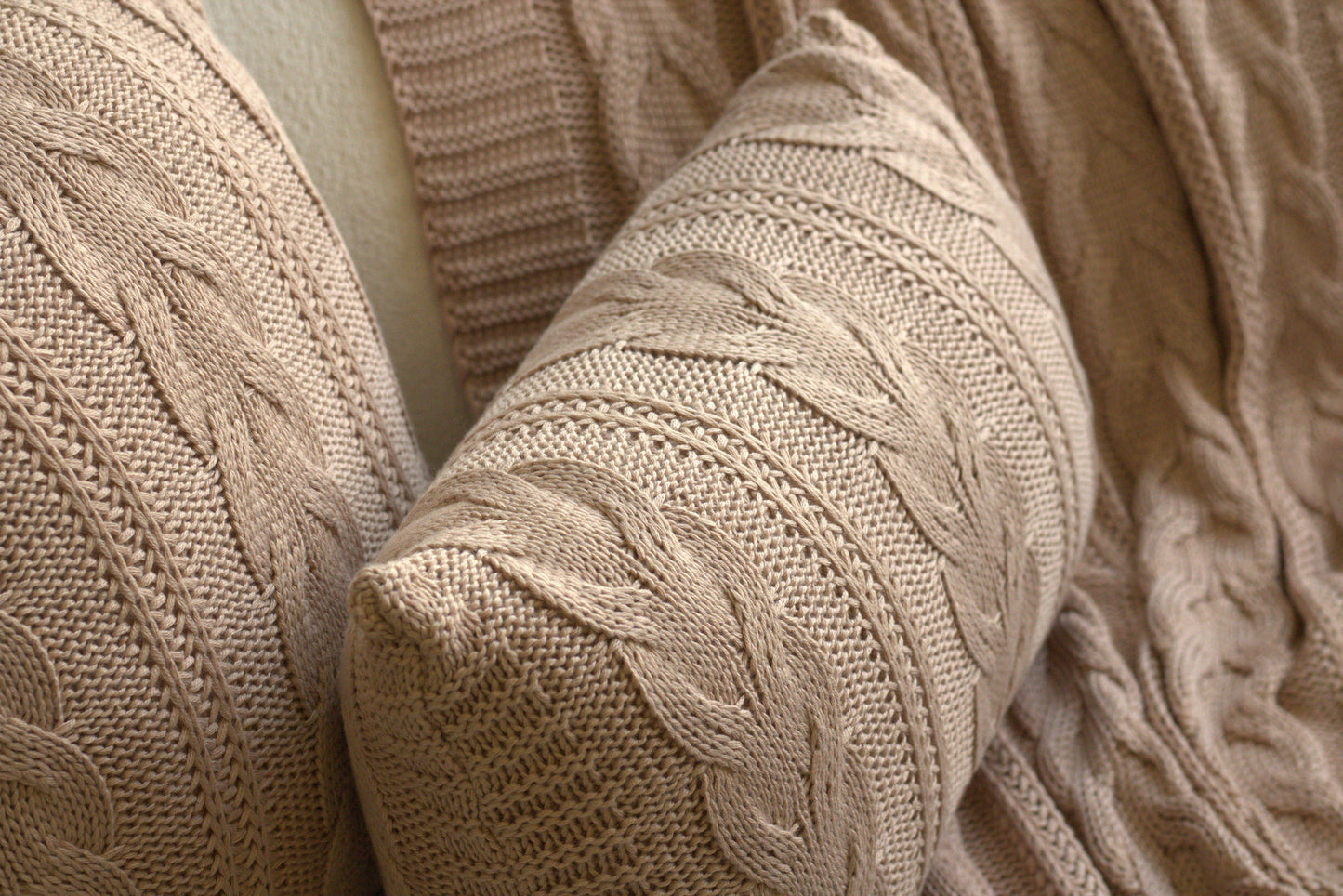 Manta Peseira de Tricot Rosê 90x180 cm - Trançada