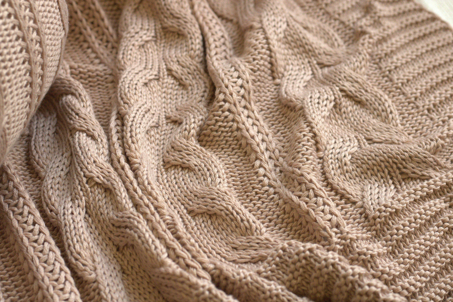Manta Peseira de Tricot Rosê 90x180 cm - Trançada