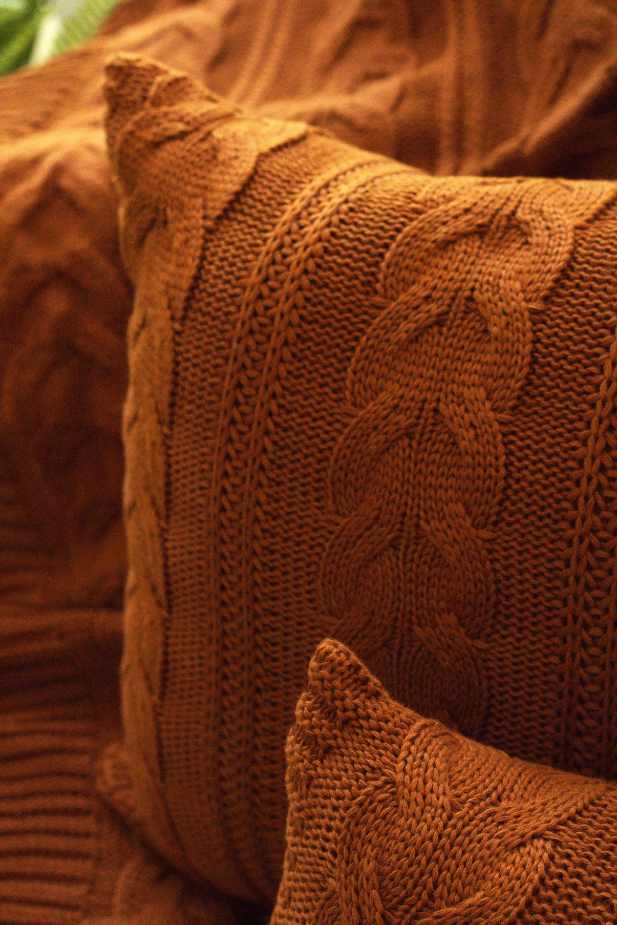 Manta Peseira de Tricot Terracota 90x180 cm com Tassel - Trançada