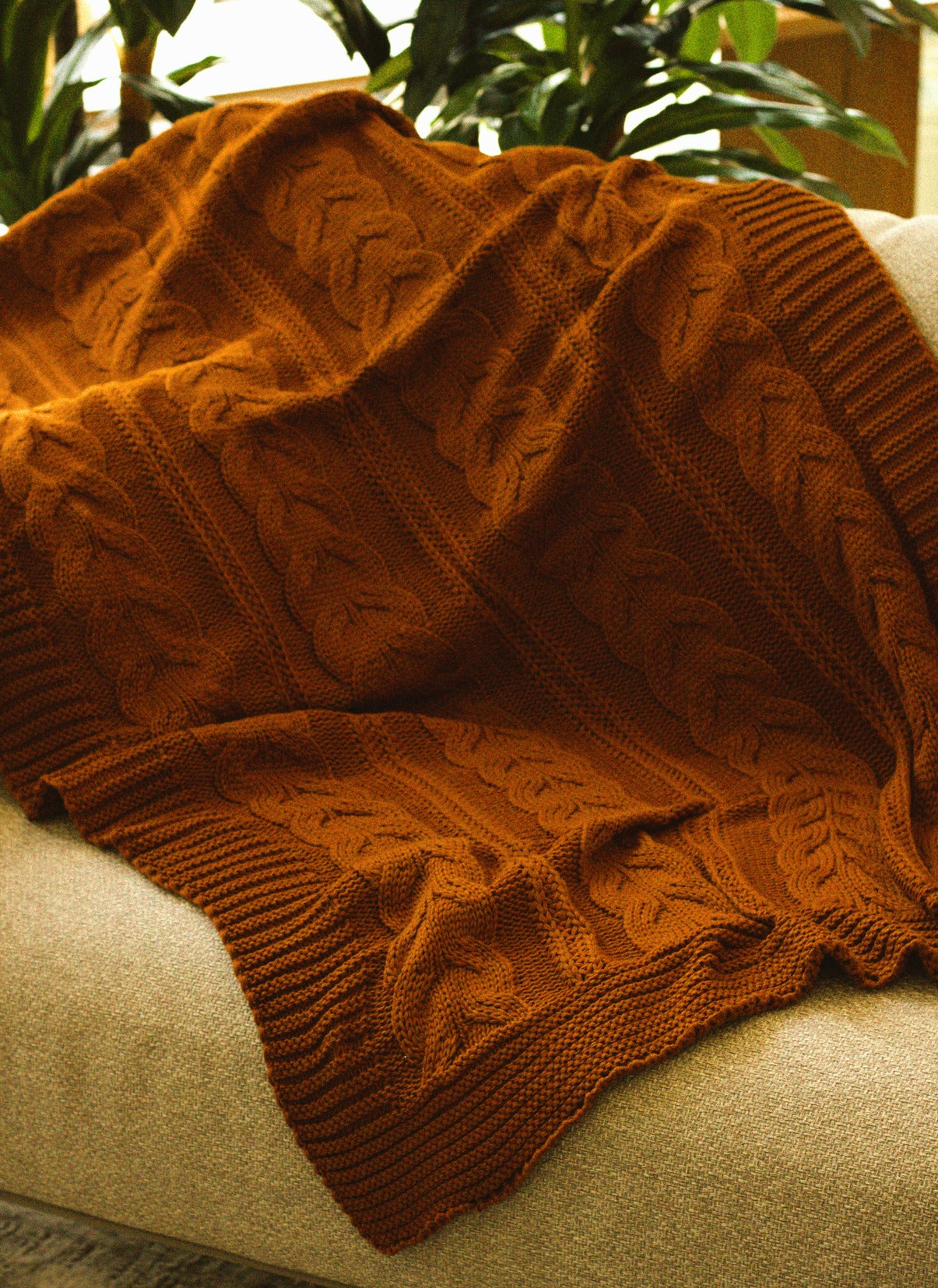 Manta Peseira de Tricot Terracota 90x180 cm - Trançada