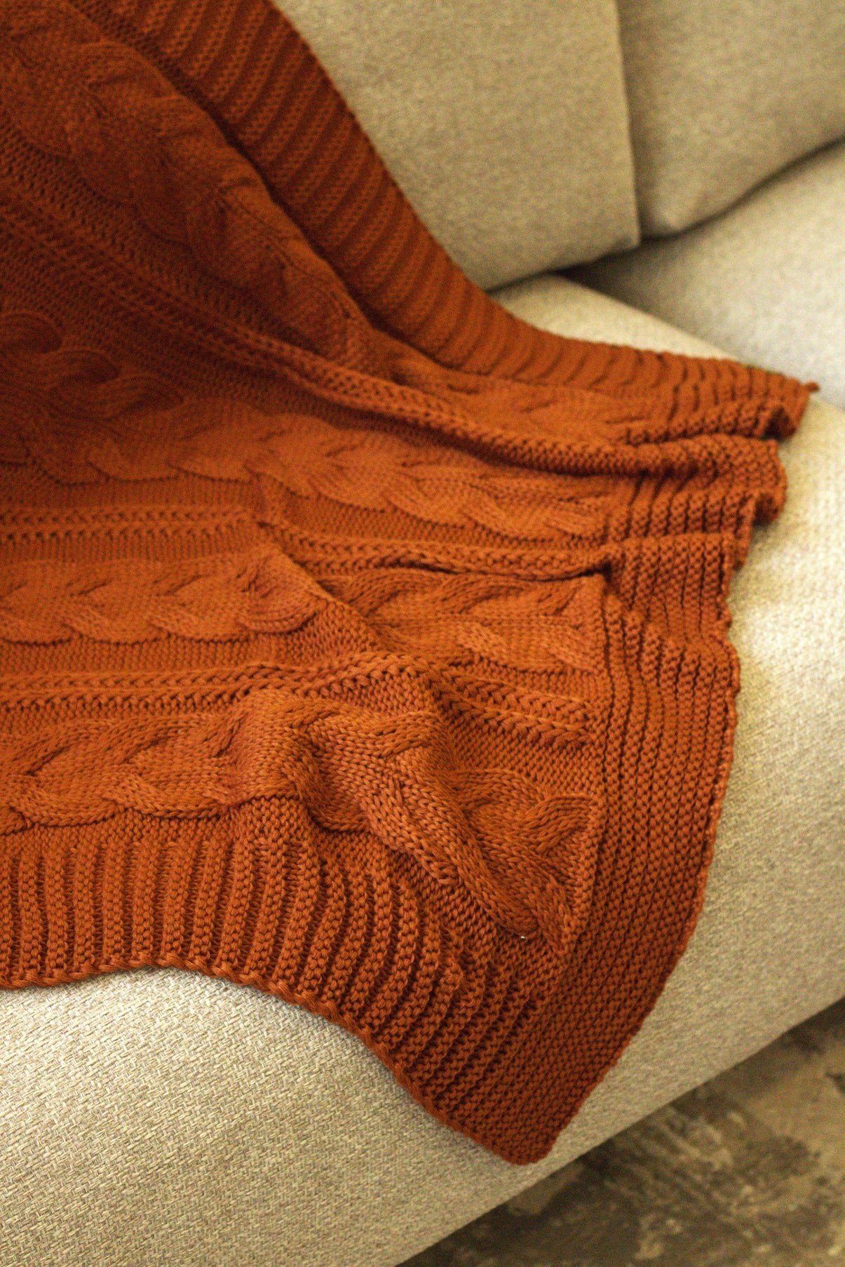 Manta Peseira de Tricot Terracota 90x180 cm - Trançada