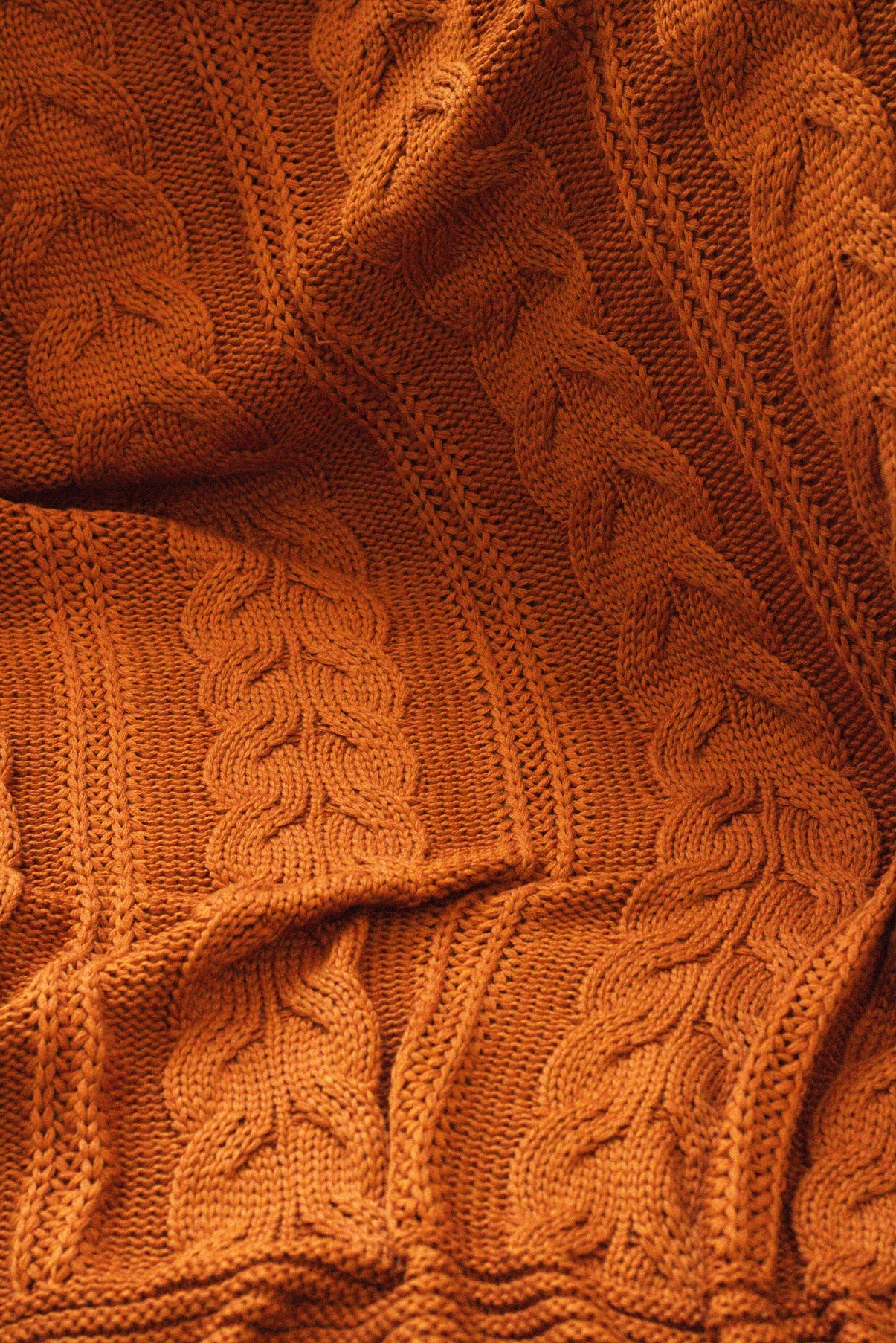 Manta Peseira de Tricot Terracota 90x180 cm com Tassel - Trançada