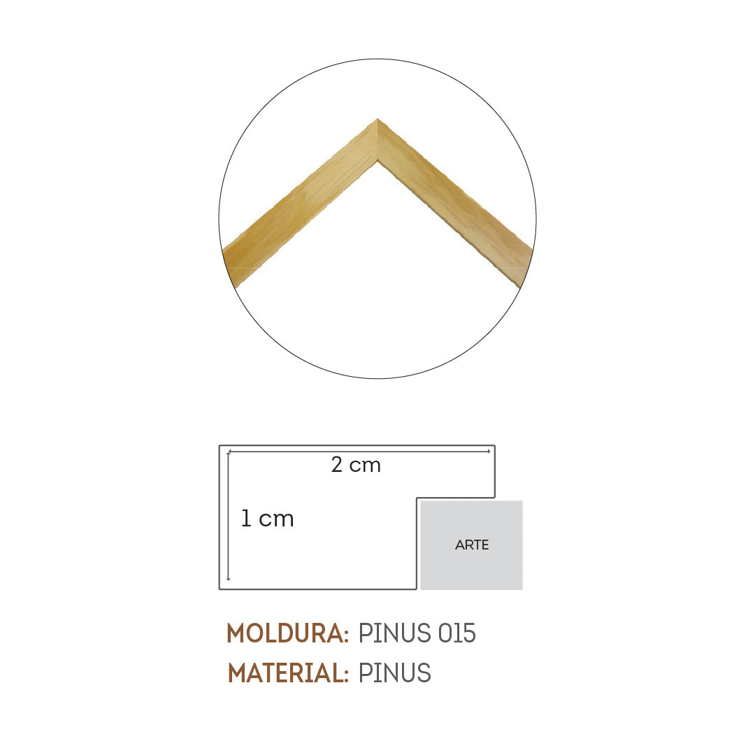 Quadro Palmeira Tela Fosca Moldura Amadeirada - Pequeno 32x42cm