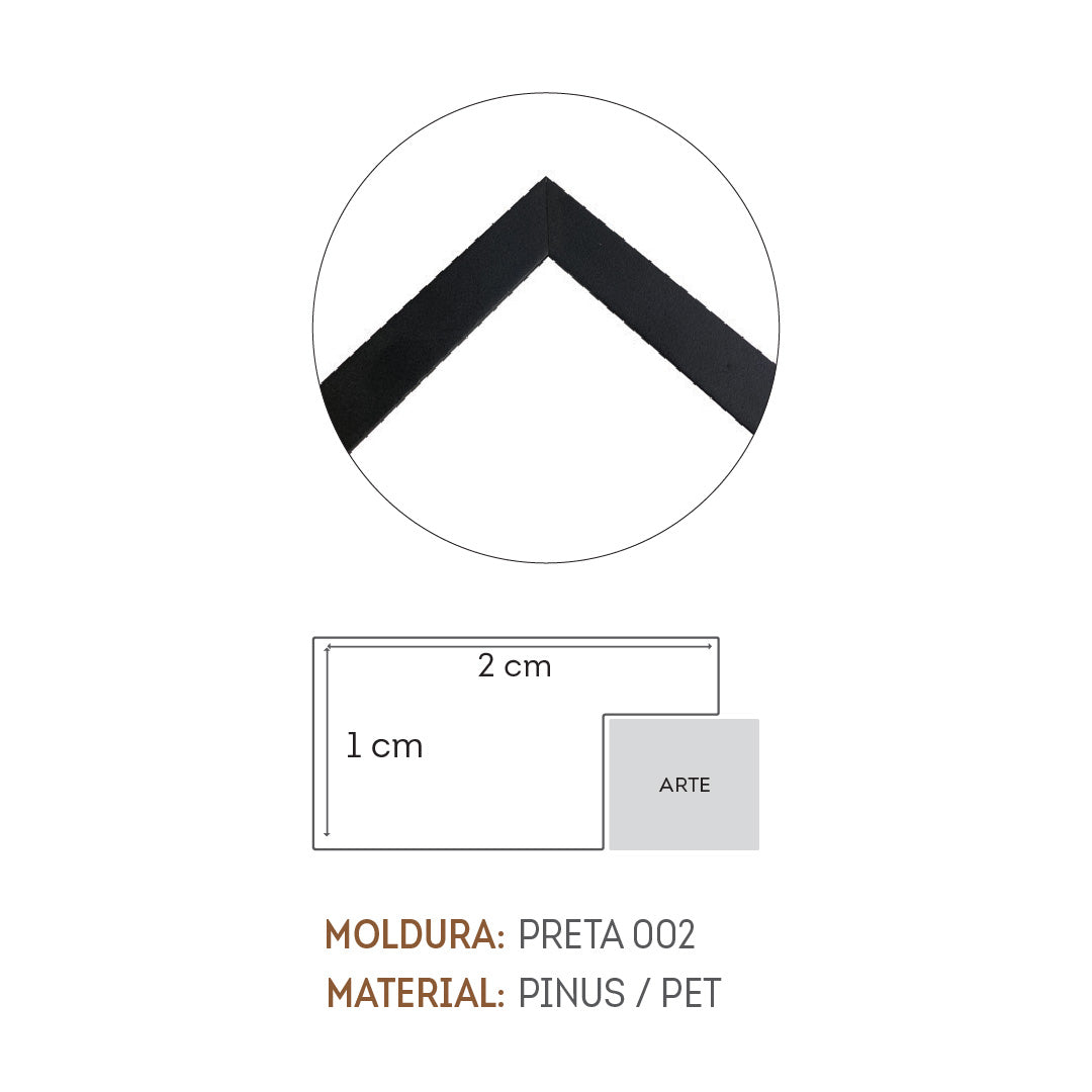 Quadro Frase Preto e Branco Tela Fosca Moldura Preta - Pequeno 32x42cm