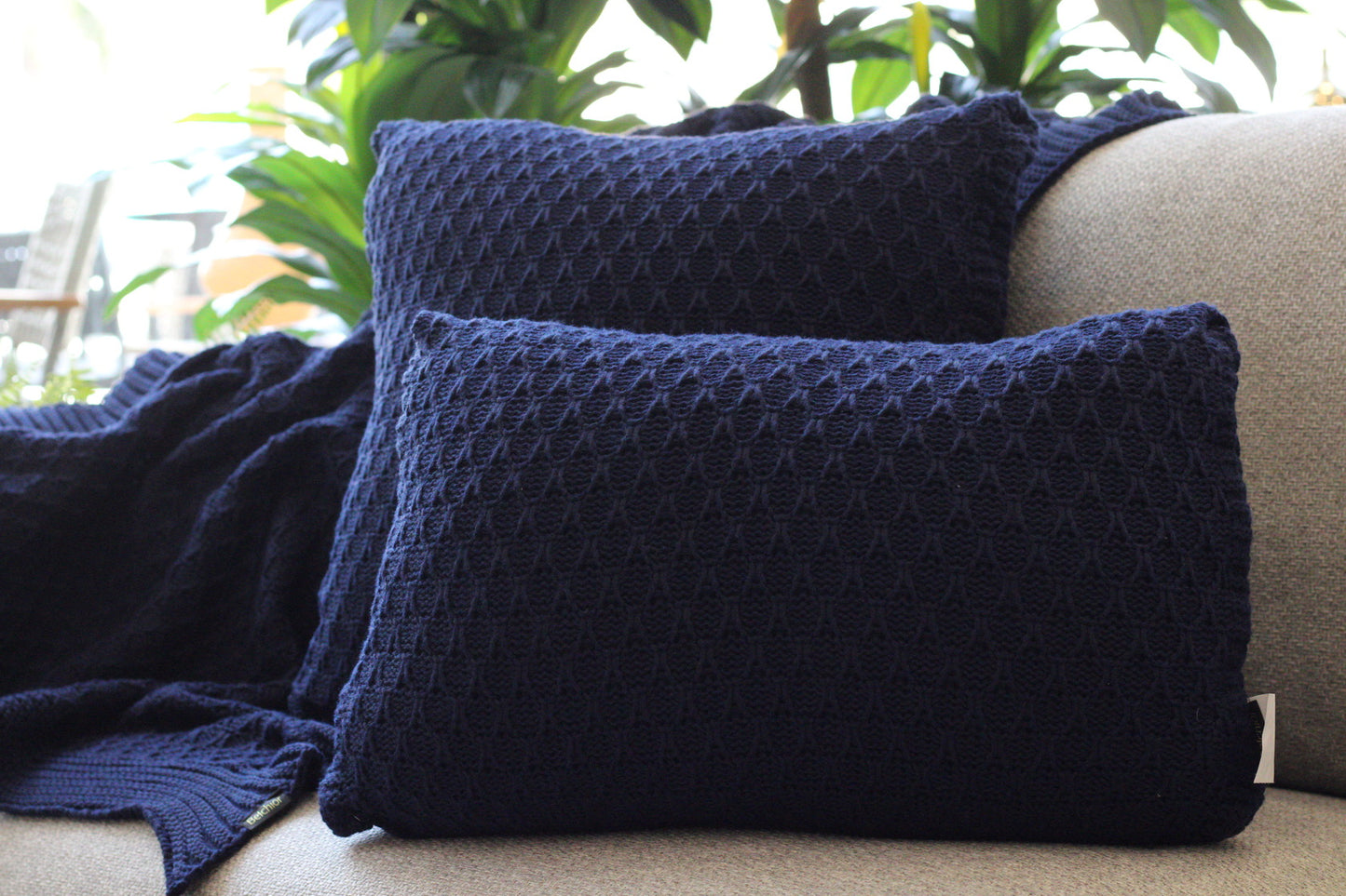 Manta Tricot Azul Marinho 90x180 cm - Colméia