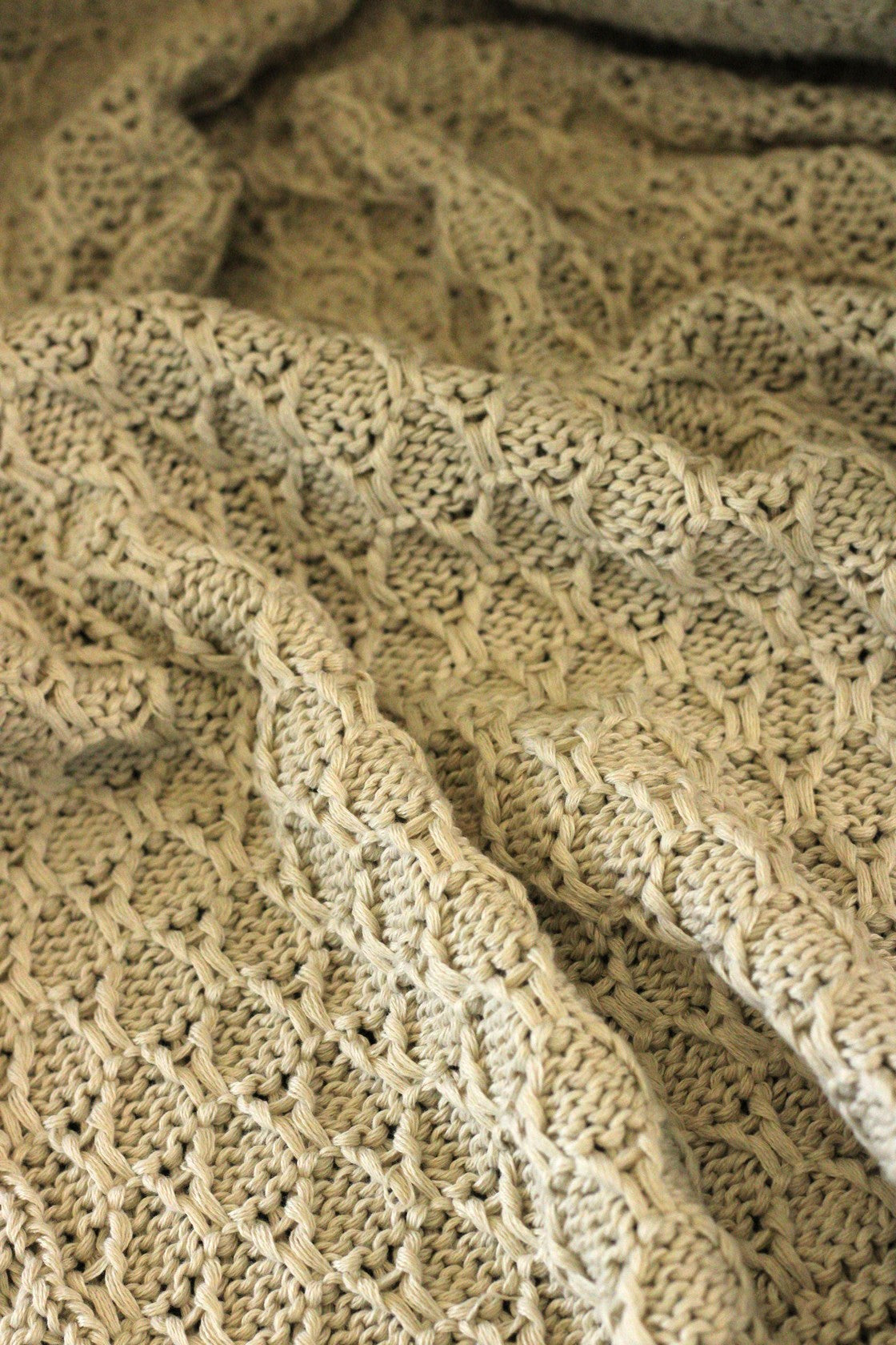 Manta Peseira de Tricot Natural 90x180 cm com Tassel - Colméia