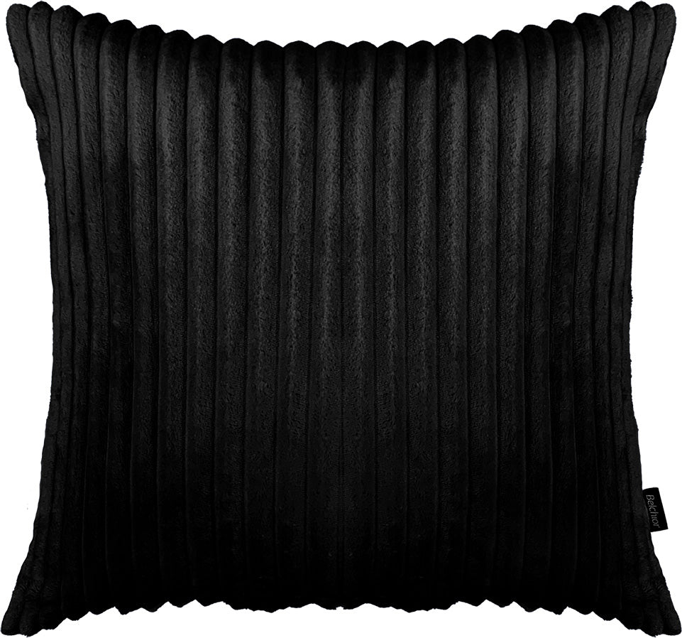 Capa Almofada Aveludada Canelada Preta Soft 43x43cm