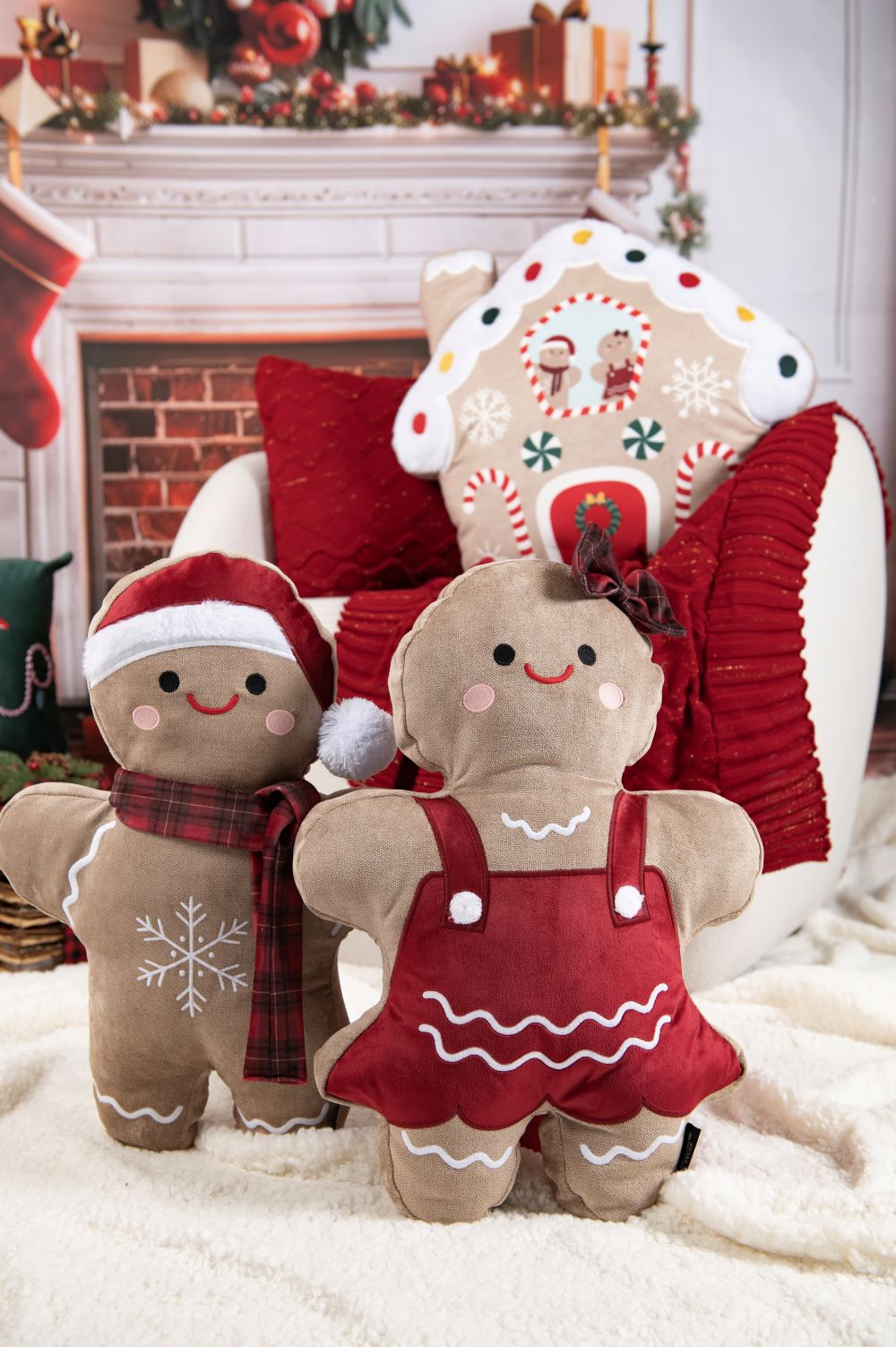 Almofada Pelucia Biscoito de Gengibre 37x52cm GingerBella Natal