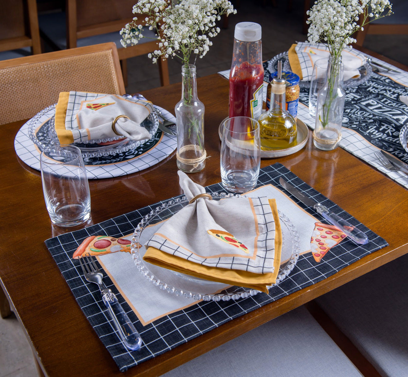 Kit 2 Jogo Americano Pizza c/ Hidrorrepelência 48x31