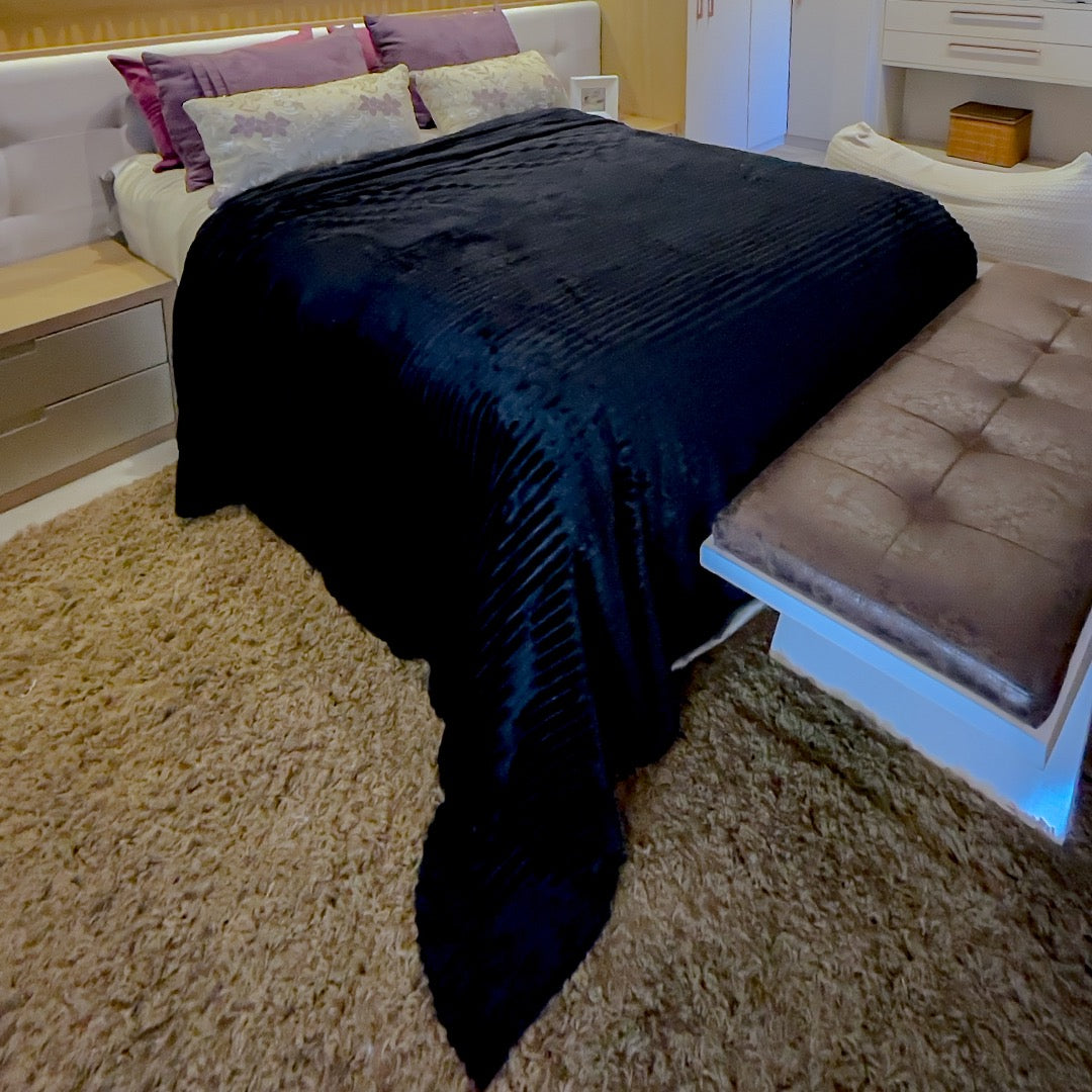 Manta Canelada Cobertor Fleece Veludo King Luxo 260x230cm
