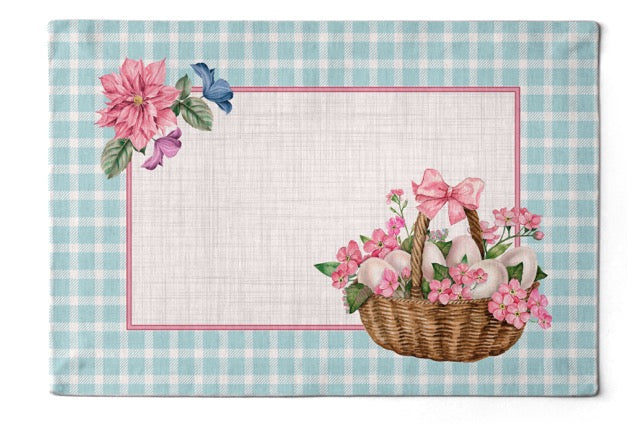 Kit 2 Jogo Americano Cesta Ovos de Páscoa Aveludado 48x31,5cm