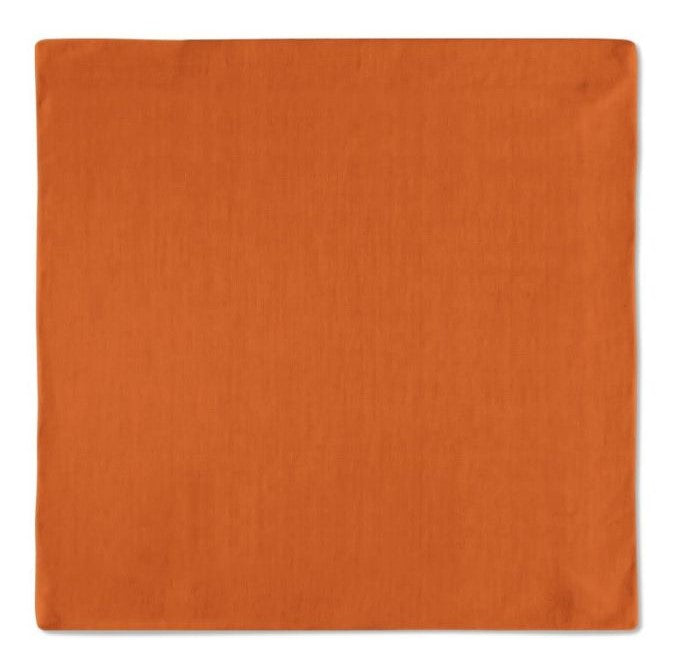 Kit 2 Guardanapos Linho Laranja Liso 43x43 + 2 Argolas