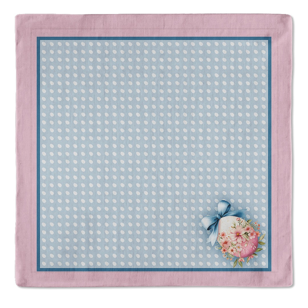 Kit 2 Guardanapos Páscoa Azul Rosa Poá Linho 40x40 + 2 Orelinhas