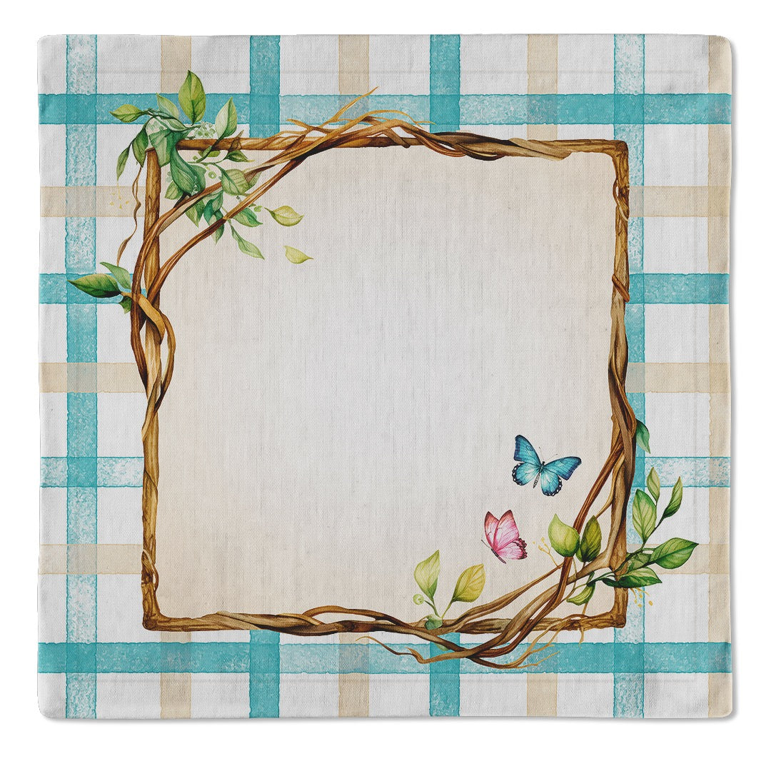 Kit 2 Guardanapos Páscoa Ramos Xadrez Linho 40x40 + 2 Orelinhas