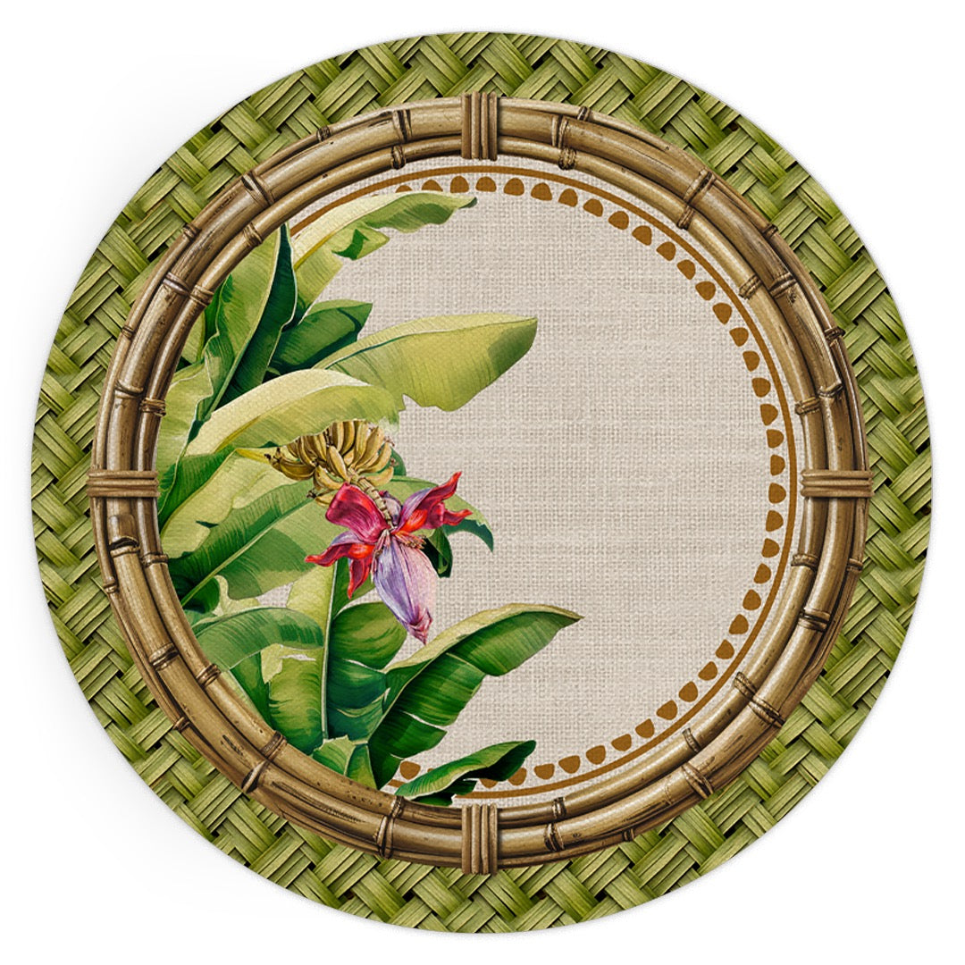 Kit 2 Capas p/ Sousplat Flor de Bananeira 35x35cm