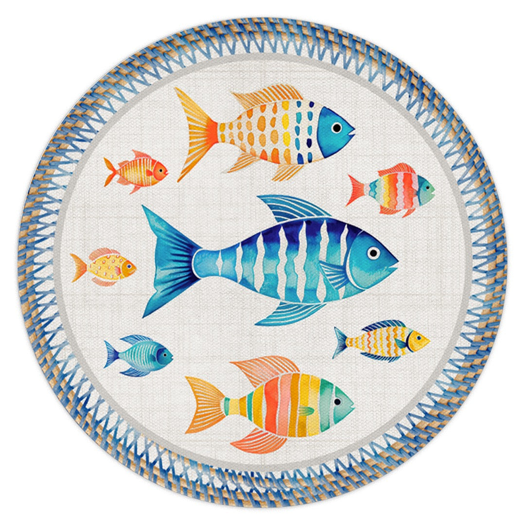 Kit 2 Capas p/ Sousplat Praia Peixes 35x35cm