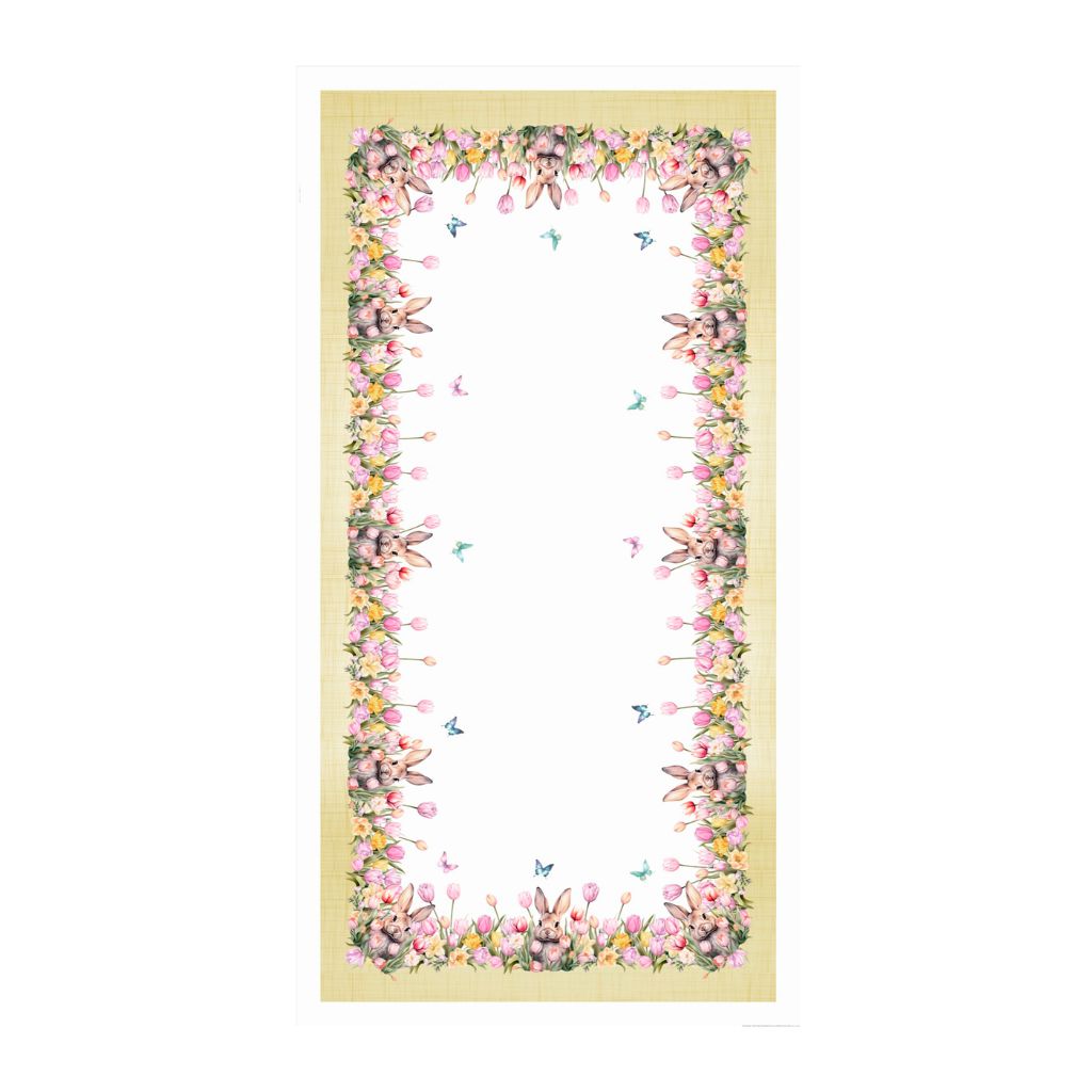 Toalha de Mesa Retangular Páscoa Flores 8 Lugares 140x270cm