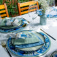 Toalha de Mesa Quadrada Floral Azul 4 Lugares 140x140