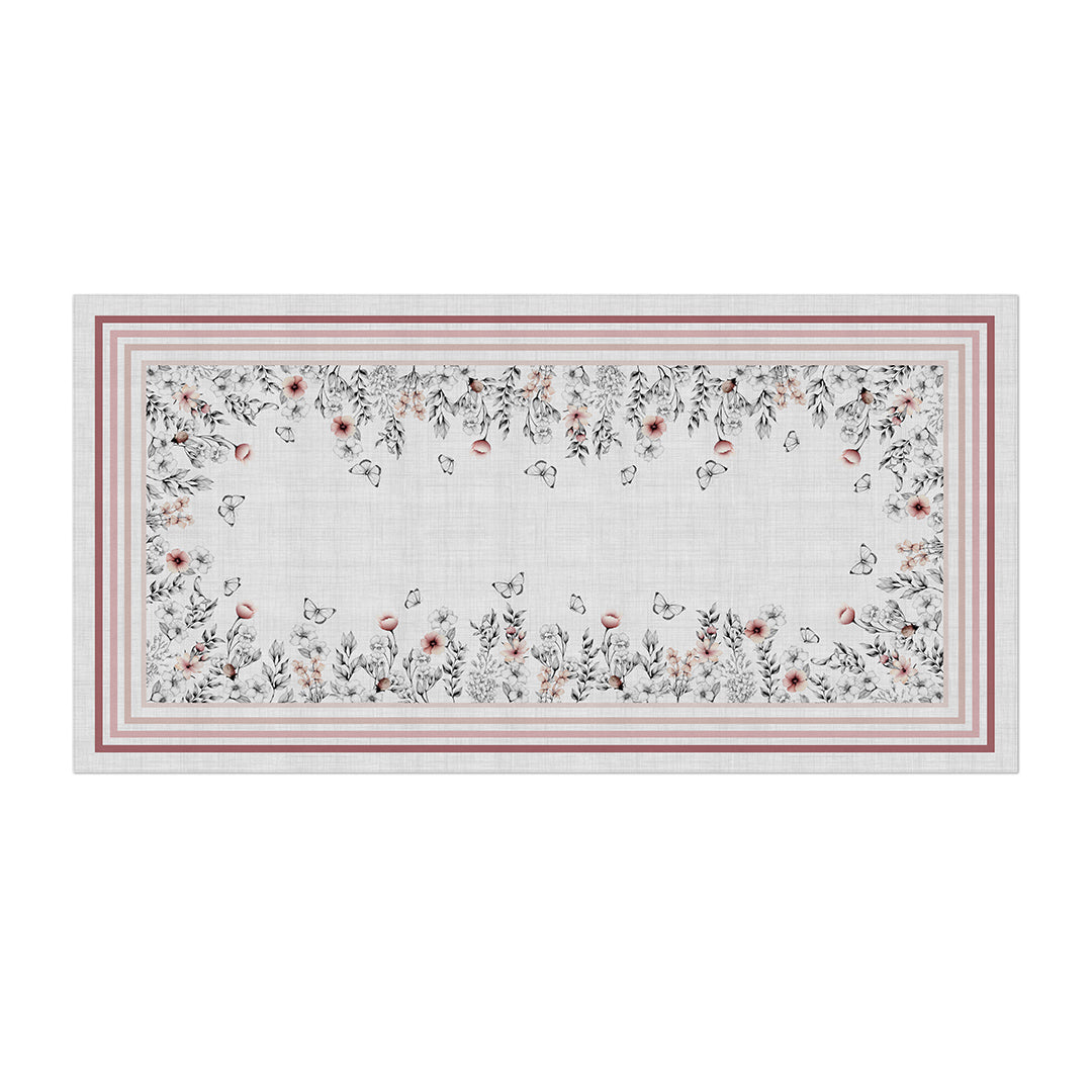 Toalha de Mesa Retangular Floral Rosê 8 Lugares 140x270