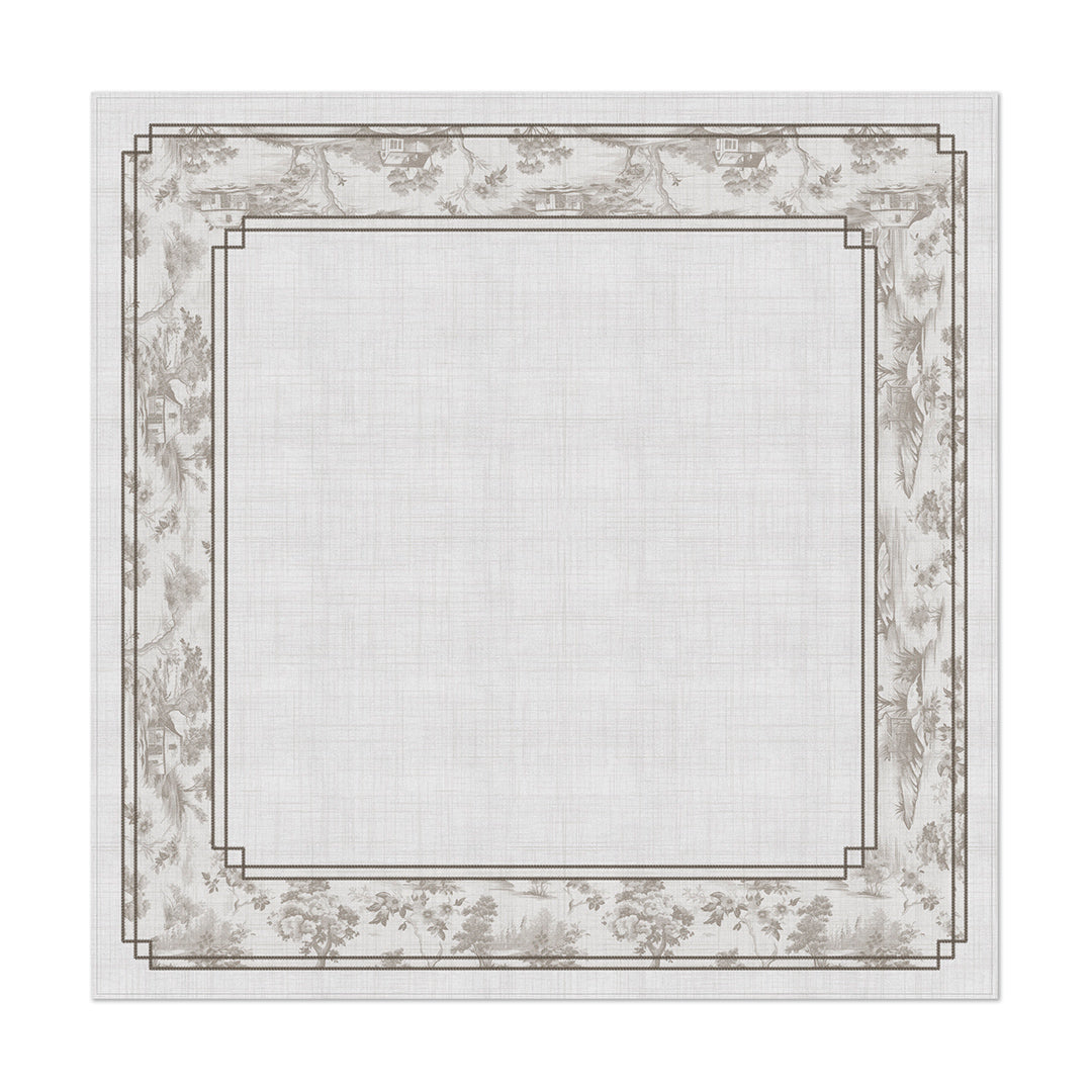 Toalha de Mesa Quadrada Floral Cinza 4 Lugares 140x140cm