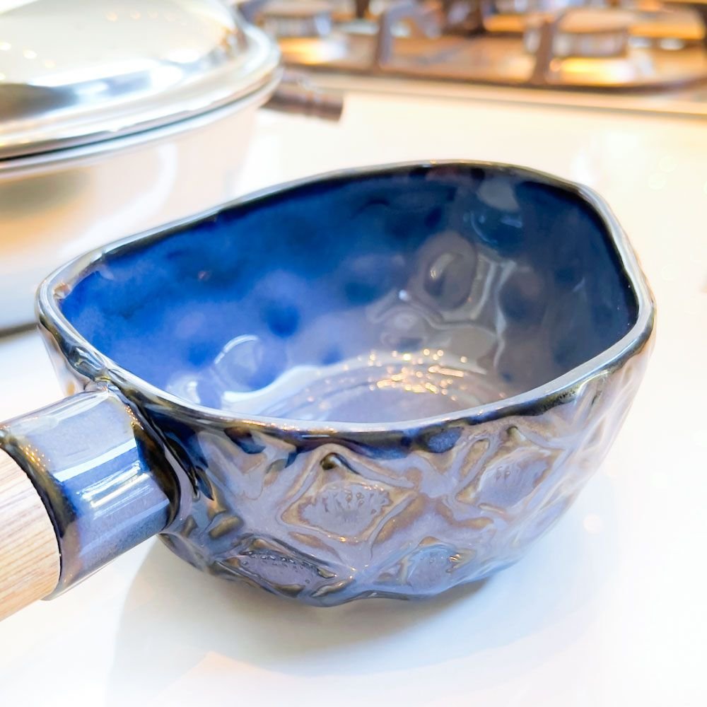 Bowl Azul Com Cabo de Bambu