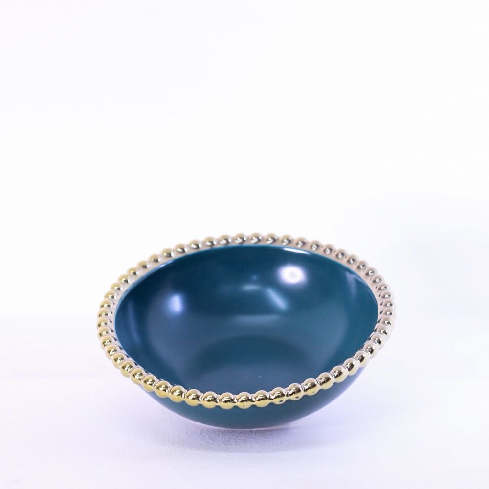 Bowl Verde Borda Dourada