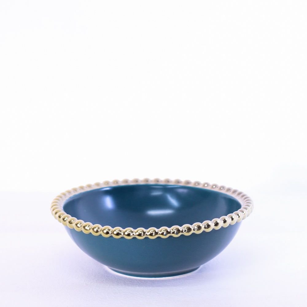Bowl Verde Borda Dourada
