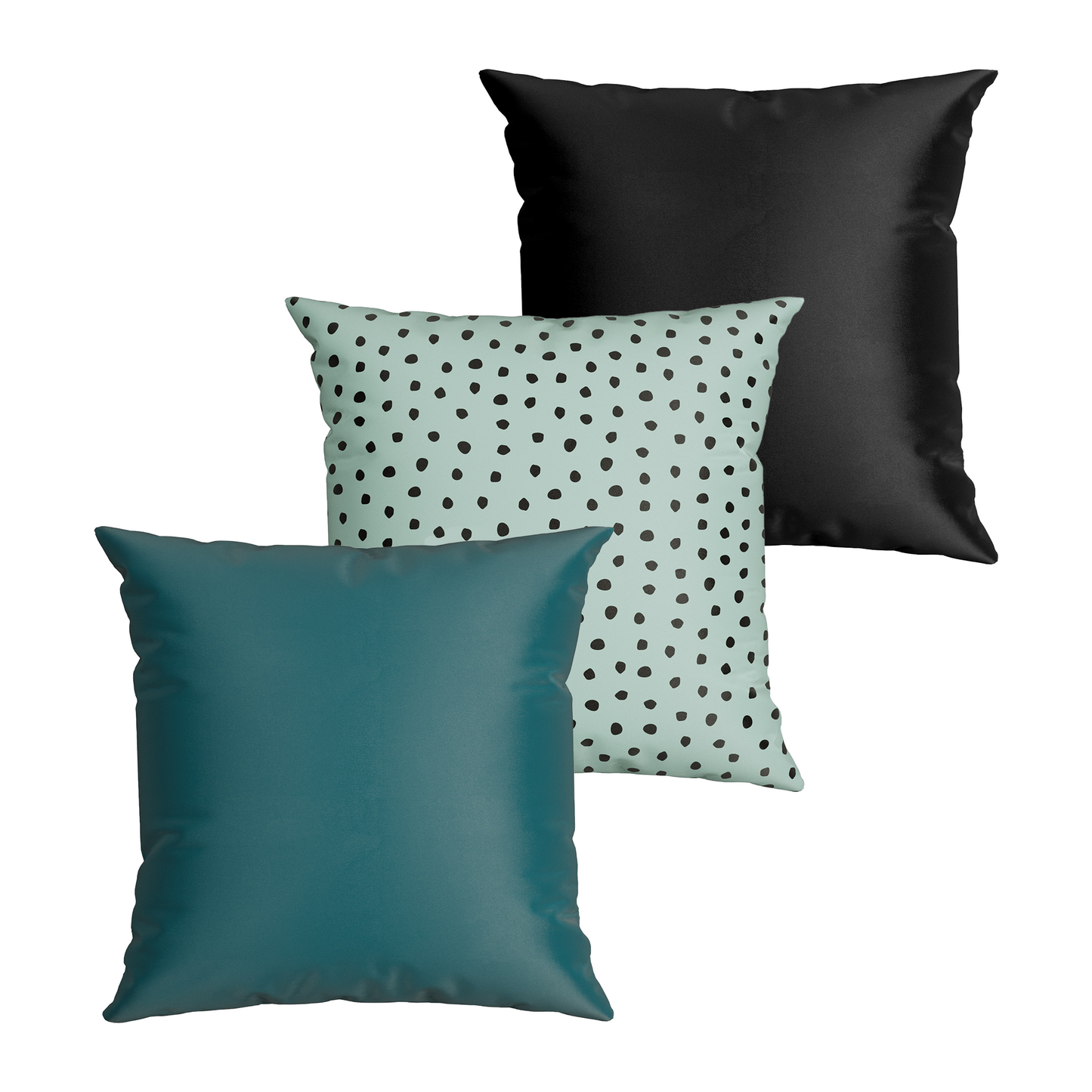 Kit Capa Almofada Azul e Preto Cetim Tecido Brilhante Quadrada Vivace