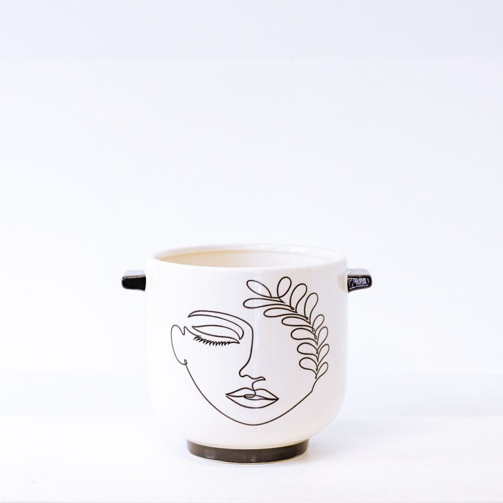 Cachepot Floreira Rosto - Preto - MIni Vaso Decoração