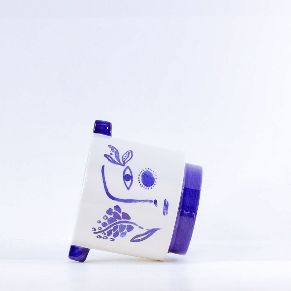 Cachepot Floreira Rosto - Azul - MIni Vaso Decoração
