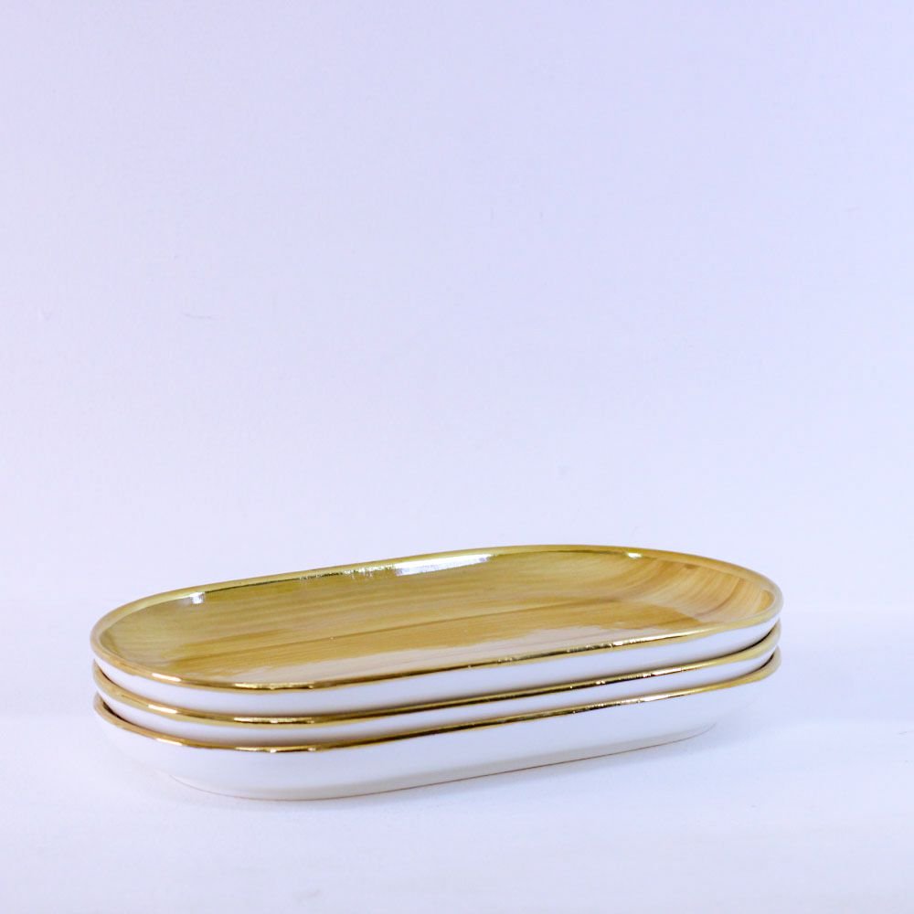 Travessa Oval Cacau Borda Dourada
