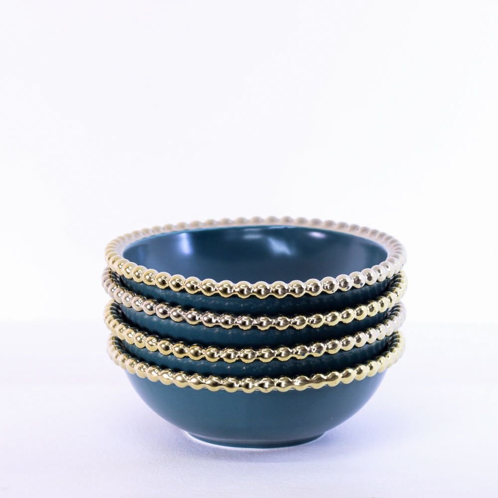 Bowl Verde Borda Dourada
