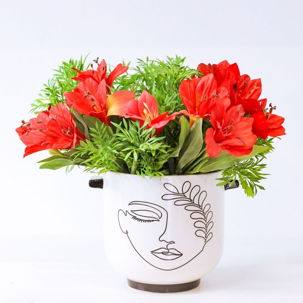 Cachepot Floreira Rosto - Preto - MIni Vaso Decoração