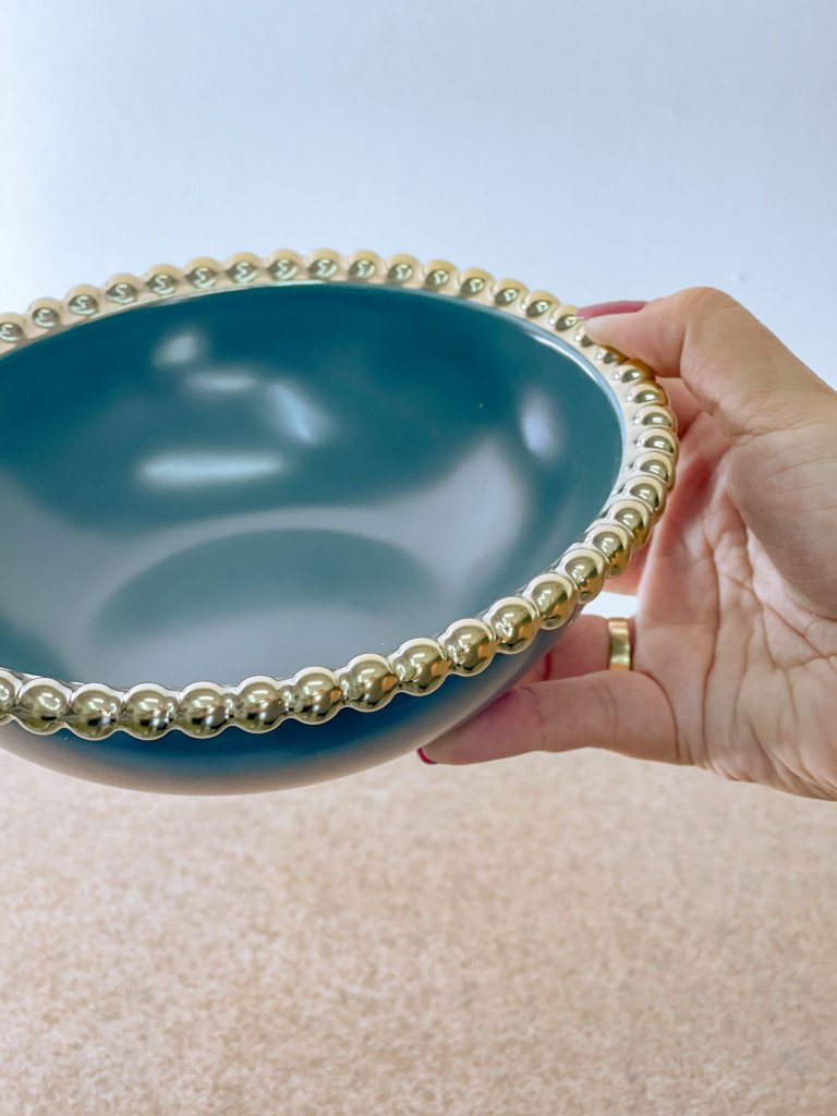 Bowl Verde Borda Dourada