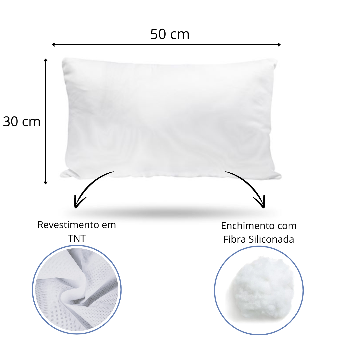 1 Refil Enchimento para Almofada com 250g Fibra de Silicone - Quebra Rim 30x50cm