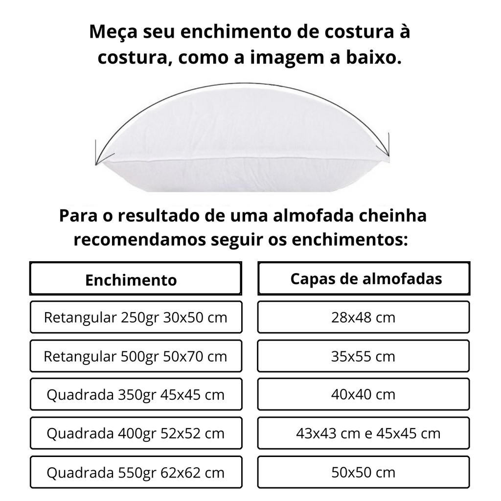 1 Refil Enchimento para Almofada com 350g Fibra de Silicone - Quadrada 45x45cm